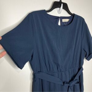 Roolee faux wrap‎ dress navy blue size large